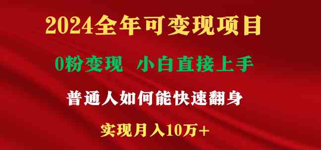 （9045期）2024全年可变现项目，一天收益至少2000+，小白上手快，普通人就要利用互…-枫客网创