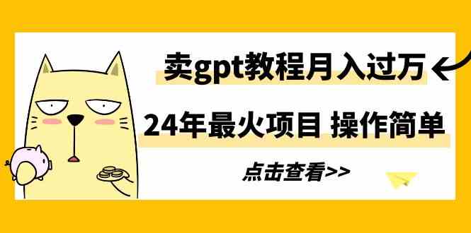 （9180期）24年最火项目，卖gpt教程月入过万，操作简单-枫客网创