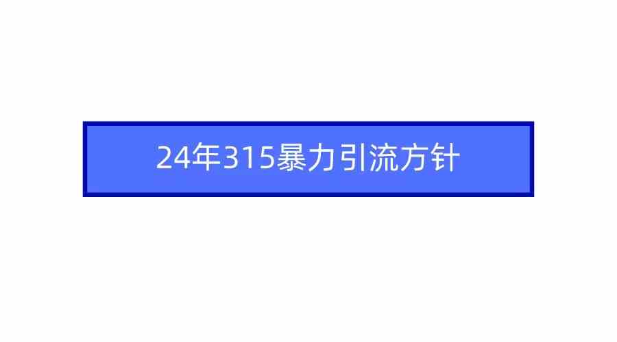 （9398期）2024年315暴力引流方针-枫客网创