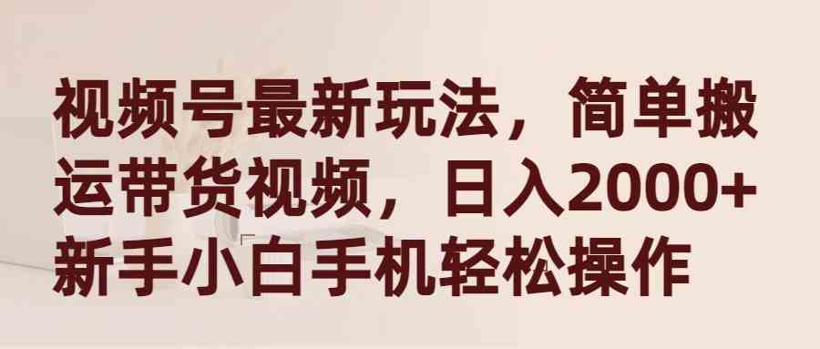 （9486期）视频号最新玩法，简单搬运带货视频，日入2000+，新手小白手机轻松操作-枫客网创