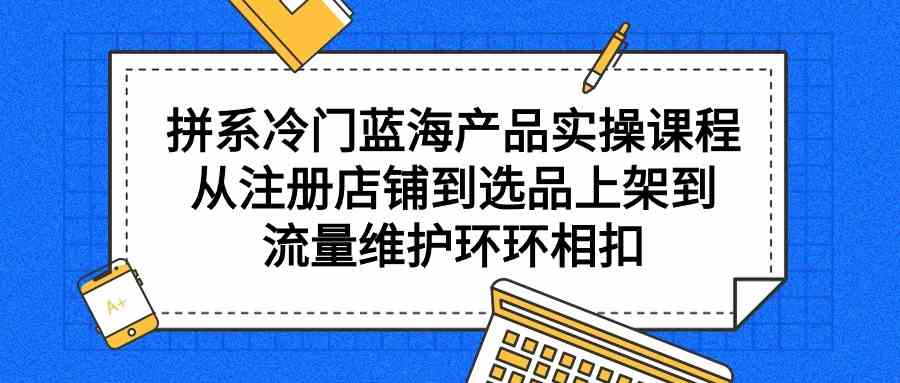 （9527期）拼系冷门蓝海产品实操课程，从注册店铺到选品上架到流量维护环环相扣-枫客网创