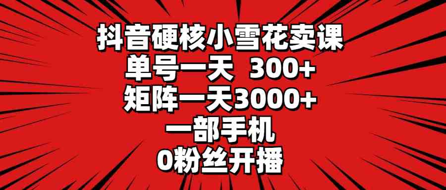 （9551期）抖音硬核小雪花卖课，单号一天300+，矩阵一天3000+，一部手机0粉丝开播-枫客网创