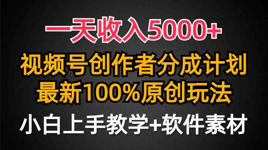 （9599期）一天收入5000+，视频号创作者分成计划，最新100%原创玩法，小白也可以轻…-枫客网创