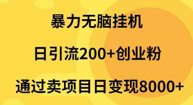 （9788期）暴力无脑挂机日引流200+创业粉通过卖项目日变现2000+-枫客网创