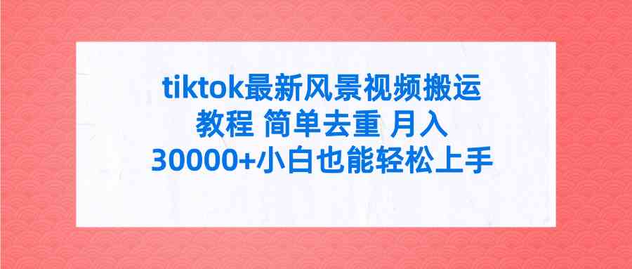 （9804期）tiktok最新风景视频搬运教程 简单去重 月入30000+附全套工具-枫客网创