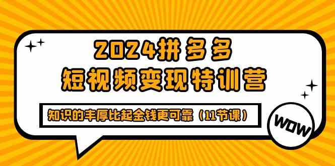 （9817期）2024拼多多短视频变现特训营，知识的丰厚比起金钱更可靠（11节课）-枫客网创