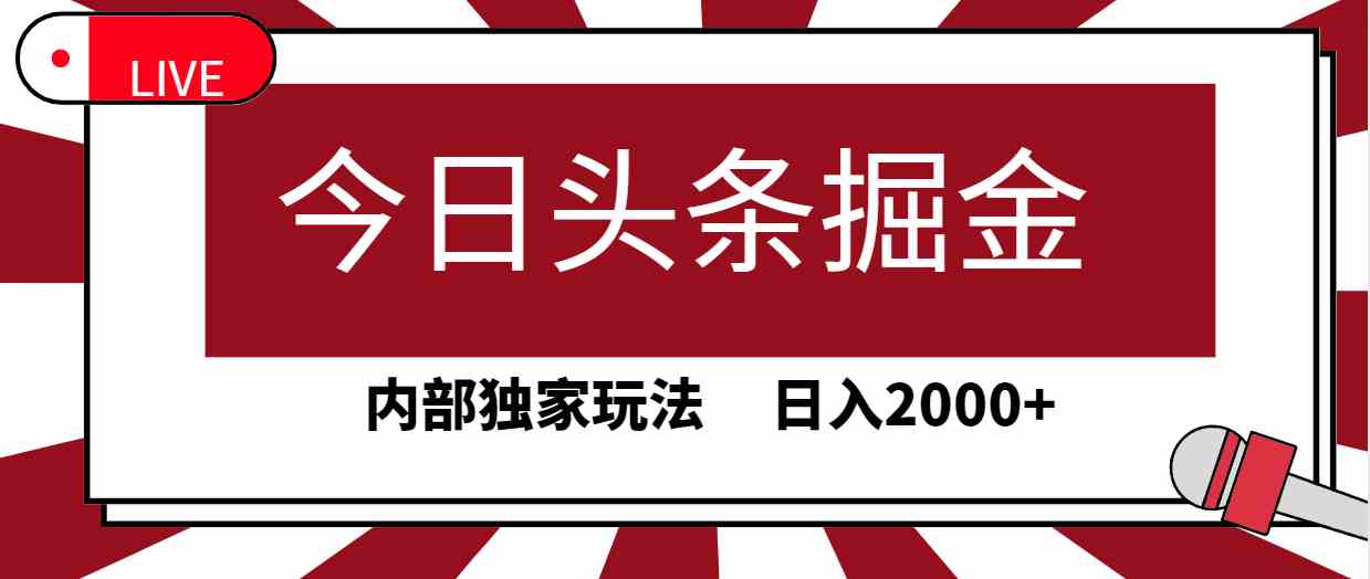 （9832期）今日头条掘金，30秒一篇文章，内部独家玩法，日入2000+-枫客网创