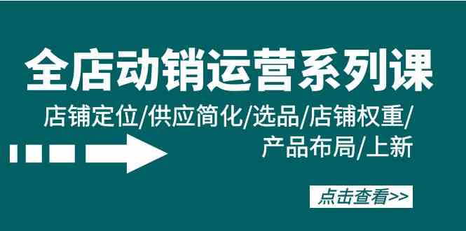 （9845期）全店·动销运营系列课：店铺定位/供应简化/选品/店铺权重/产品布局/上新-枫客网创