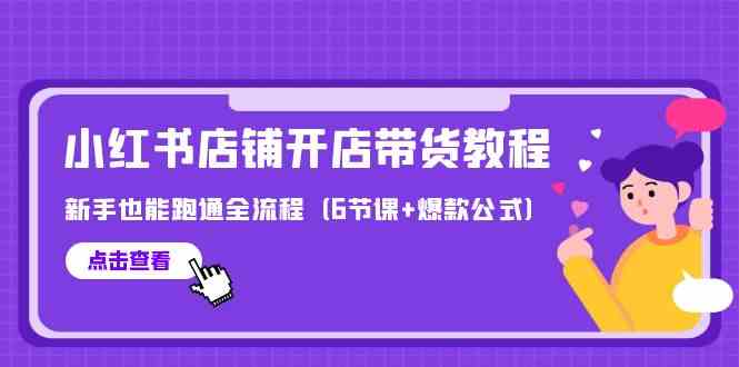 （9883期）最新小红书店铺开店带货教程，新手也能跑通全流程（6节课+爆款公式）-枫客网创