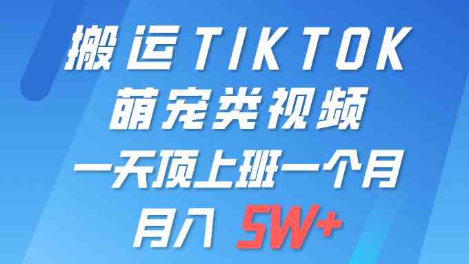 （9931期）一键搬运TIKTOK萌宠类视频 一部手机即可操作 所有平台均可发布 轻松月入5W+-枫客网创