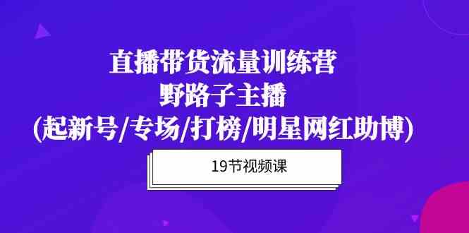 （10016期）直播带货流量特训营，野路子主播(起新号/专场/打榜/明星网红助博)19节课-枫客网创