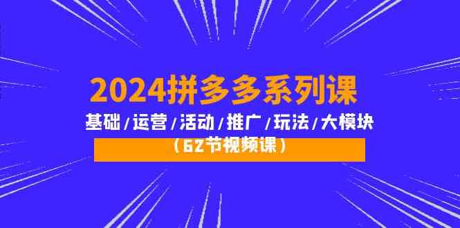 （10019期）2024拼多多系列课：基础/运营/活动/推广/玩法/大模块（62节视频课）-枫客网创