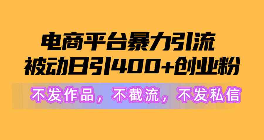 （10168期）电商平台暴力引流,被动日引400+创业粉不发作品，不截流，不发私信-枫客网创