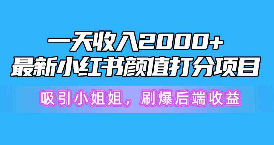 （10187期）一天收入2000+，最新小红书颜值打分项目，吸引小姐姐，刷爆后端收益-枫客网创