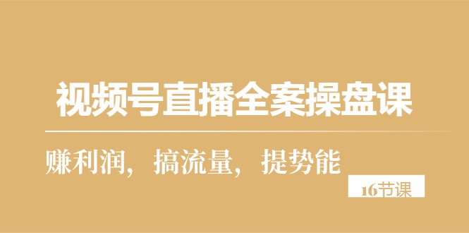 （10207期）视频号直播全案操盘课，赚利润，搞流量，提势能（16节课）-枫客网创