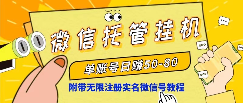 （10217期）微信托管挂机，单号日赚50-80，项目操作简单（附无限注册实名微信号教程）-枫客网创