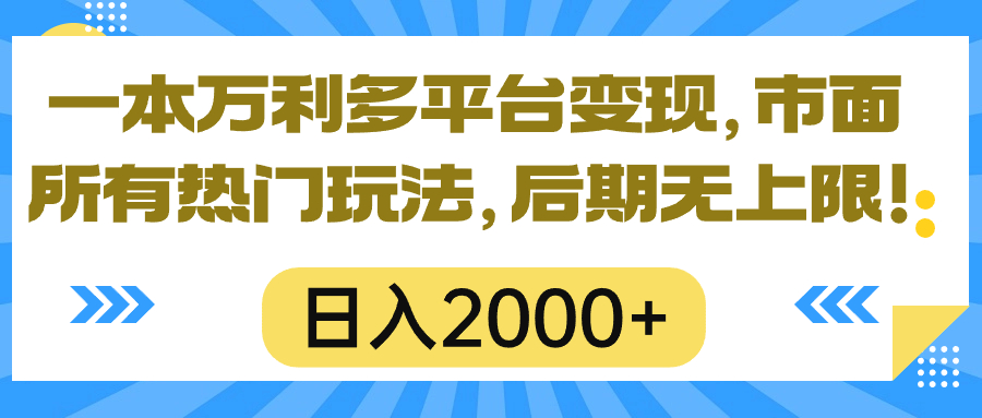 （10311期）一本万利多平台变现，市面所有热门玩法，日入2000+，后期无上限！-枫客网创