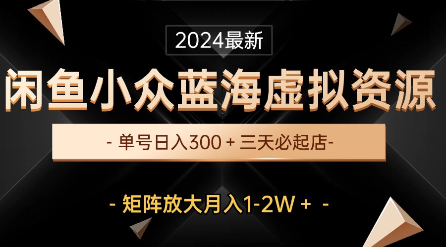 （10336期）最新闲鱼小众蓝海虚拟资源，单号日入300＋，三天必起店，矩阵放大月入1-2W-枫客网创