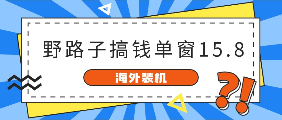 （10385期）海外装机，野路子搞钱，单窗口15.8，已变现10000+-枫客网创