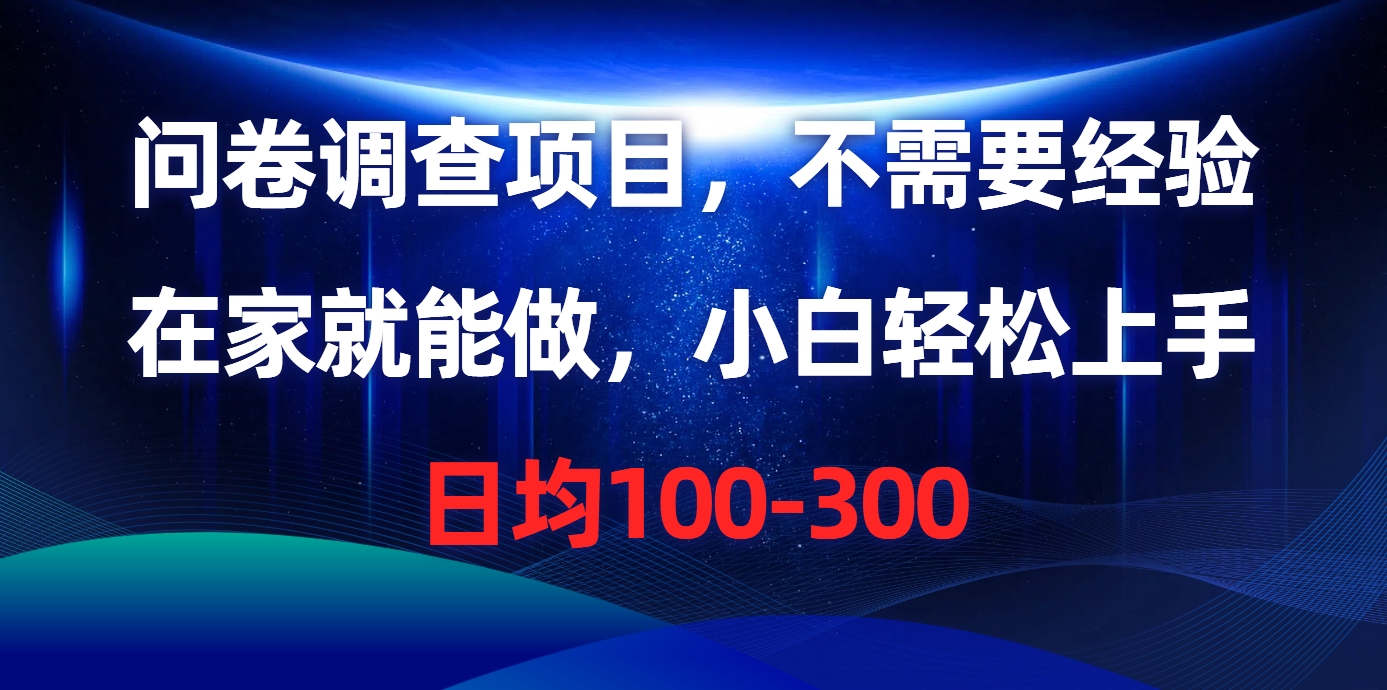 （10402期）问卷调查项目，不需要经验，在家就能做，小白轻松上手，日均100-300-枫客网创