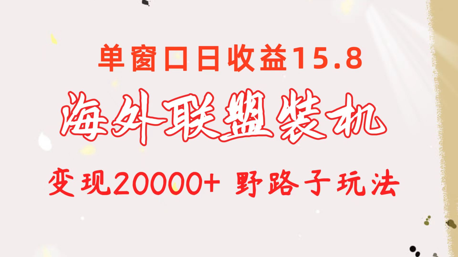 （10475期）海外联盟装机 单窗口日收益15.8  变现20000+ 野路子玩法-枫客网创