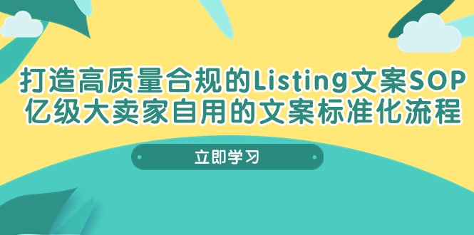 （10585期）打造高质量合规Listing文案SOP，亿级大卖家自用的文案标准化流程-枫客网创