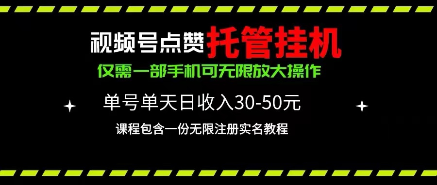 （10644期）视频号点赞托管挂机，单号单天利润30~50，一部手机无限放大（附带无限…-枫客网创