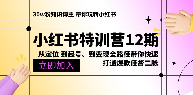 （10666期）小红书特训营12期：从定位 到起号、到变现全路径带你快速打通爆款任督二脉-枫客网创