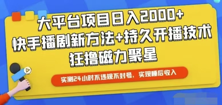 （10694期）快手24小时无人直播，真正实现睡后收益-枫客网创