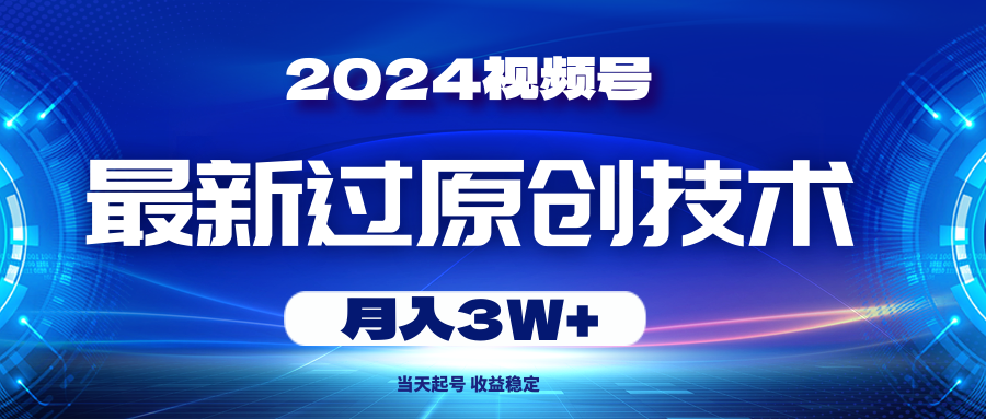 （10704期）2024视频号最新过原创技术，当天起号，收益稳定，月入3W+-枫客网创