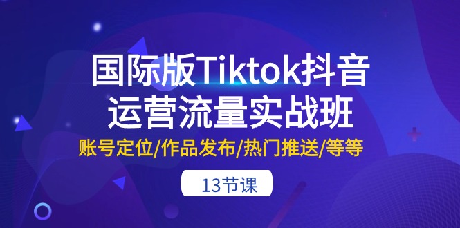 （10712期）国际版Tiktok抖音运营流量实战班：账号定位/作品发布/热门推送/等等-13节-枫客网创