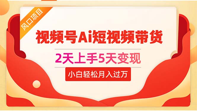 （10807期）2天上手5天变现视频号Ai短视频带货0粉丝0基础小白轻松月入过万-枫客网创