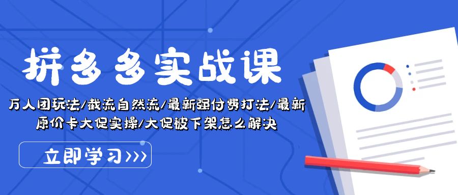 （10865期）拼多多·实战课：万人团玩法/截流自然流/最新强付费打法/最新原价卡大促..-枫客网创