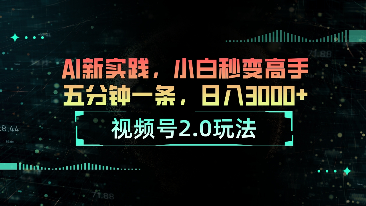 （10888期）视频号2.0玩法 AI新实践，小白秒变高手五分钟一条，日入3000+-枫客网创