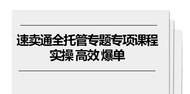 （10917期）速卖通 全托管专题专项课程，实操 高效 爆单（11节课）-枫客网创