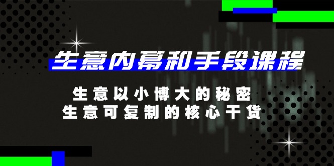 （11085期）生意 内幕和手段课程，生意以小博大的秘密，生意可复制的核心干货-20节-枫客网创