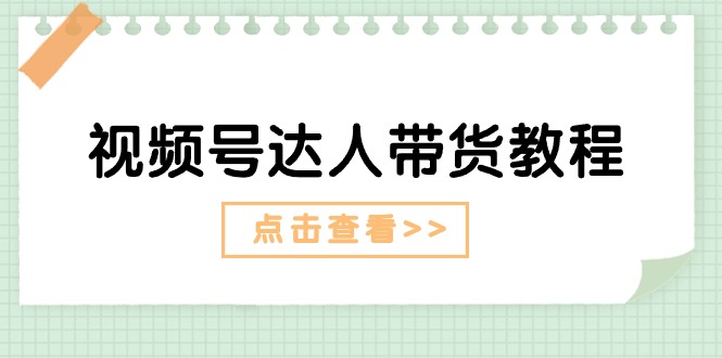 （11162期）视频号达人带货教程：达人剧情打法（长期）+达人带货广告（短期）-枫客网创