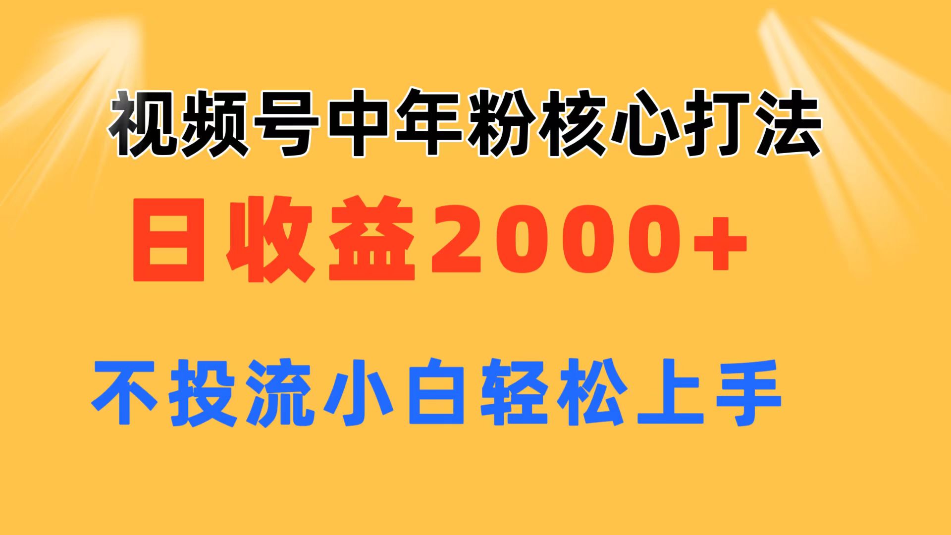 （11205期）视频号中年粉核心玩法 日收益2000+ 不投流小白轻松上手-枫客网创