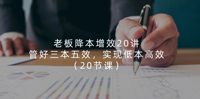 （11238期）老板 降本增效20讲，管好 三本五效，实现低本高效（20节课）-枫客网创