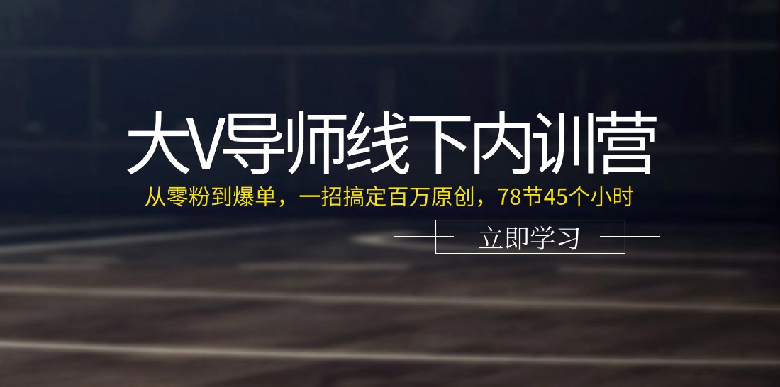 （11261期）大V导师线下内训营：从零粉到爆单，一招搞定百万原创，78节45个小时-枫客网创