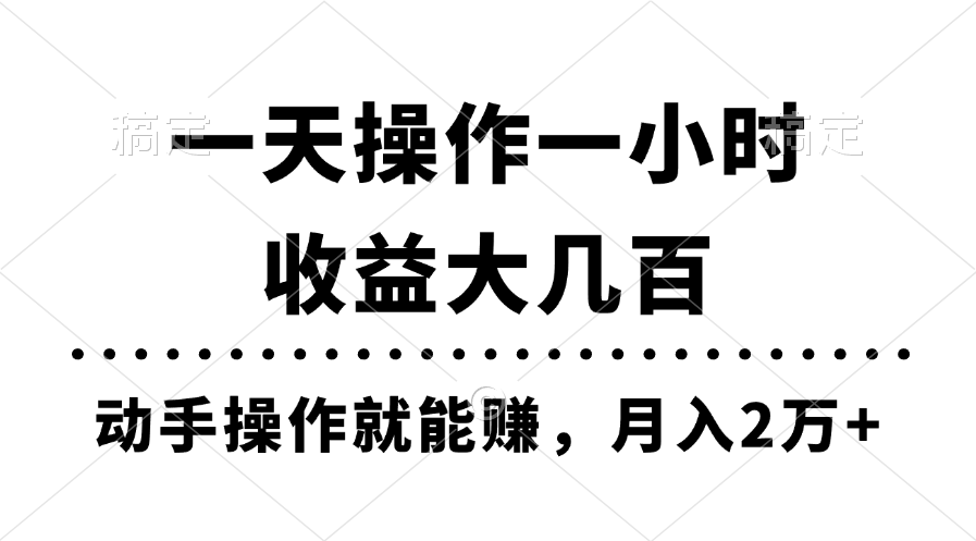 （11263期）一天操作一小时，收益大几百，动手操作就能赚，月入2万+教学-枫客网创