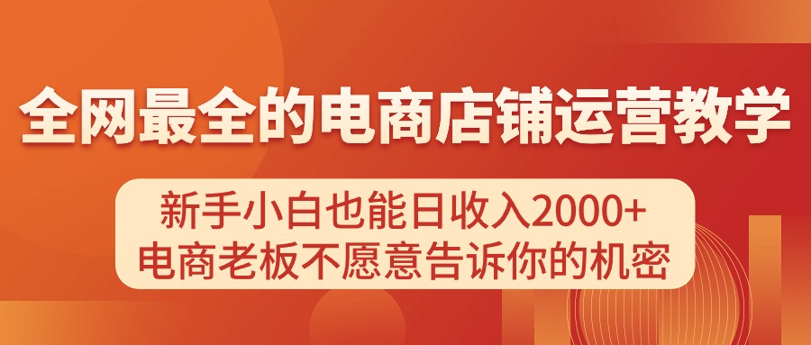 （11266期）电商店铺运营教学，新手小白也能日收入2000+，电商老板不愿意告诉你的机密-枫客网创