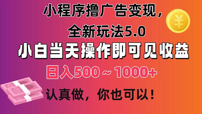 （11290期）小程序撸广告变现，全新玩法5.0，小白当天操作即可上手，日收益 500~1000+-枫客网创