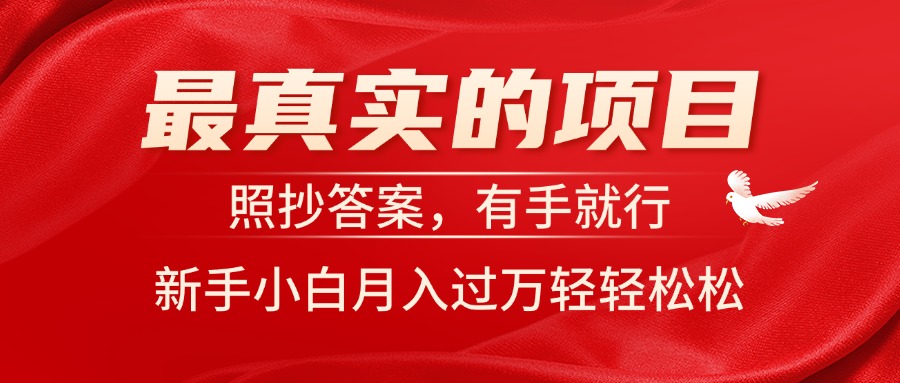 （11362期）最真实的项目，照抄答案，有手就行，新手小白月入过万轻轻松松-枫客网创