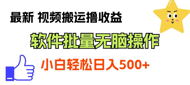 （11386期）最新视频搬运撸收益，软件无脑批量操作，新手小白轻松上手-枫客网创