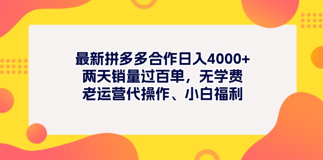 （11410期）最新拼多多项目日入4000+两天销量过百单，无学费、老运营代操作、小白福利-枫客网创