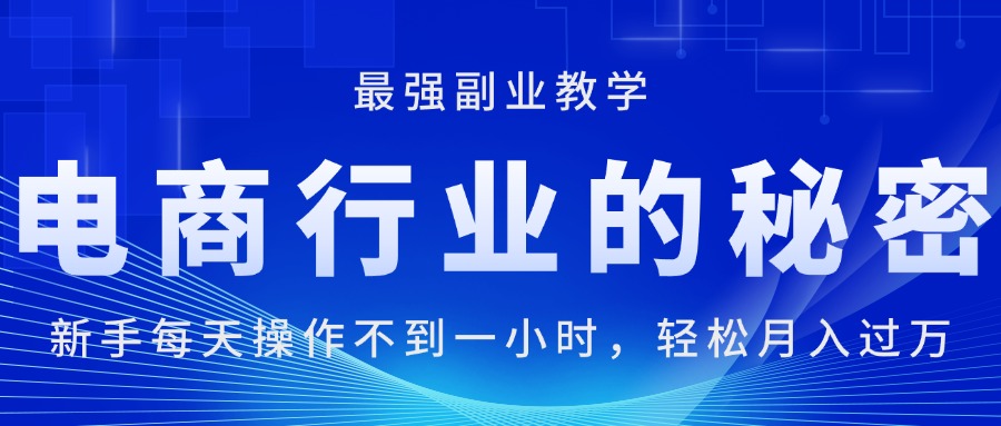 （11427期）电商行业的秘密，新手每天操作不到一小时，月入过万轻轻松松，最强副业…-枫客网创