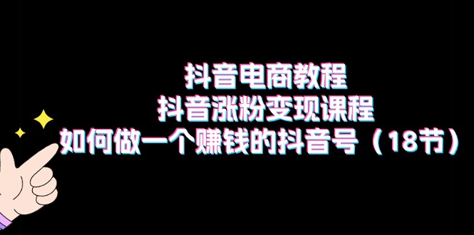 （11436期）抖音电商教程：抖音涨粉变现课程：如何做一个赚钱的抖音号（18节）-枫客网创