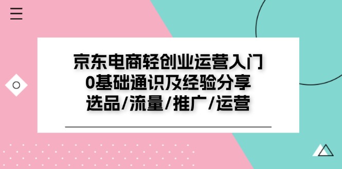 （11569期）京东电商-轻创业运营入门0基础通识及经验分享：选品/流量/推广/运营-枫客网创