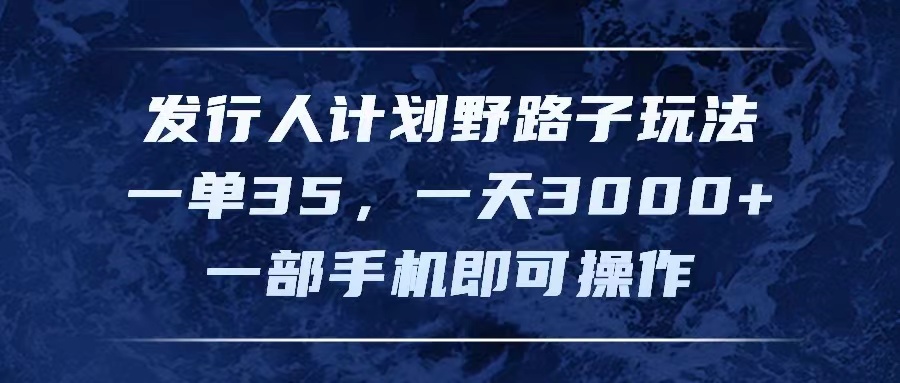 （11750期）发行人计划野路子玩法，一单35，一天3000+，一部手机即可操作-枫客网创